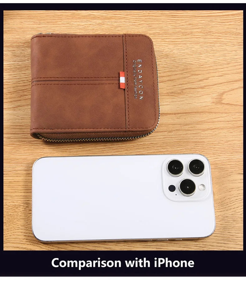 Vintage Credit Card Holder Men Wallets Business Short Coin Purse Zipper Hand Money Bag Bank Cardholder Case Small Male Walet