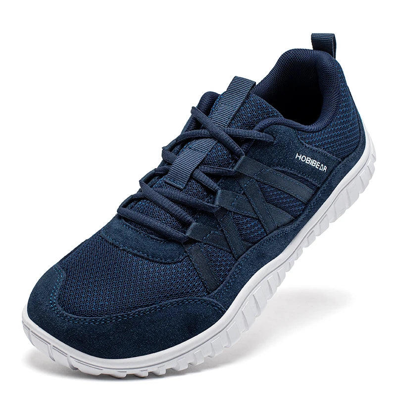 HOBIBEAR Wide Toe Walking Shoes Men Women Non Slip Outdoor Sneakers Lace Up Mesh Breathable Running Shoes