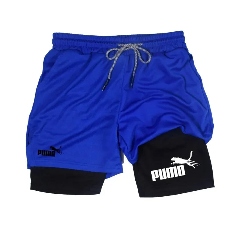 Summer breathable 2-in-1 double-layer shorts men&