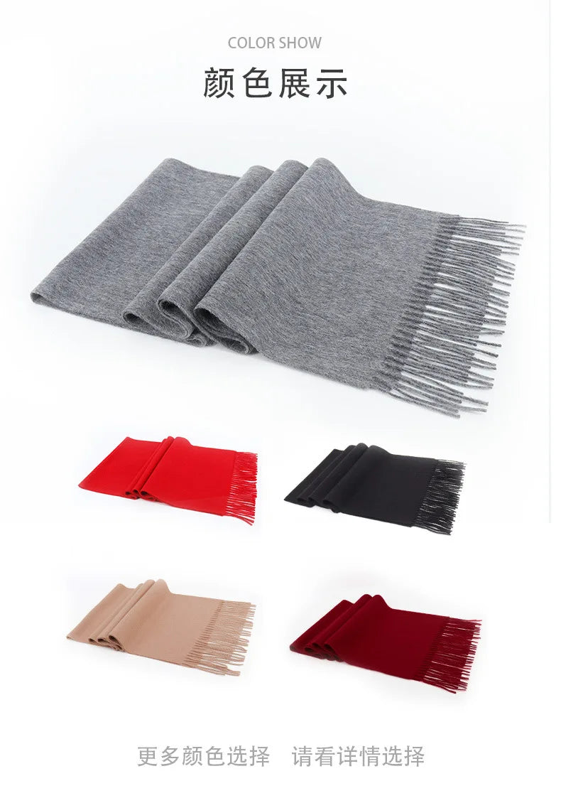 High Quality Solid Color 100% Wool Scarf Men&