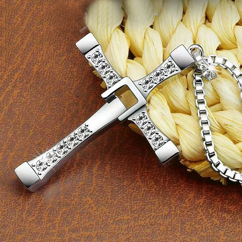 7.8*4.5cm Big Size Alloy Solid Cross Pendant Necklace 60cm Length Stainless Steel Chain Men Women Neck Jewelry Drop Shipping