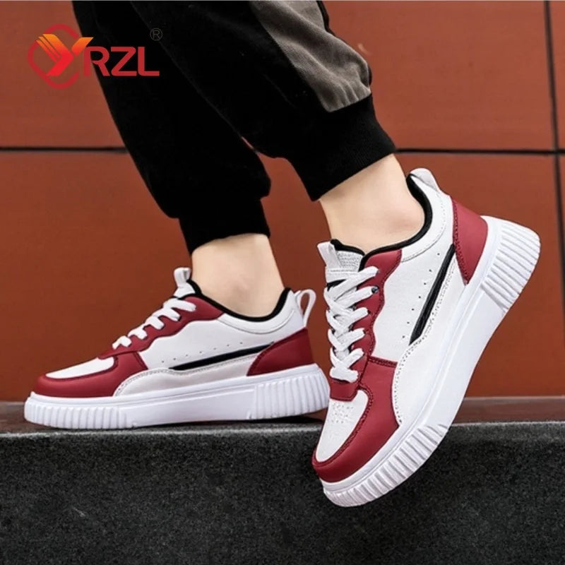 YRZL Mens Sneakers Autumn White Shoes Lightweight Thick Sole Non Slip Skatebaord Shoes Unisex Casual Sports Shoes for Man