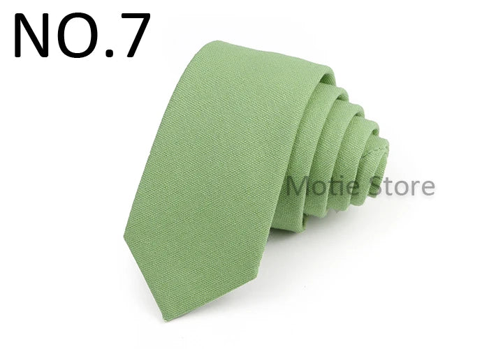 Mens Ties 6cm Classic Cotton Handmade Skinny Neck Ties For Men Soild Color Narrow Collar Slim Orange Grey Blue Tie Casual Tie