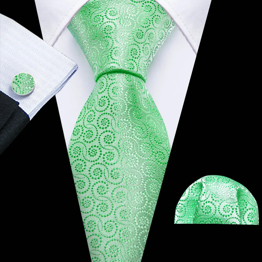 Barry.Wang Colorful Men Tie Handkerchief Cufflinks Set Novelty Floral Necktie for Male Designer Wedding Business Party Gift