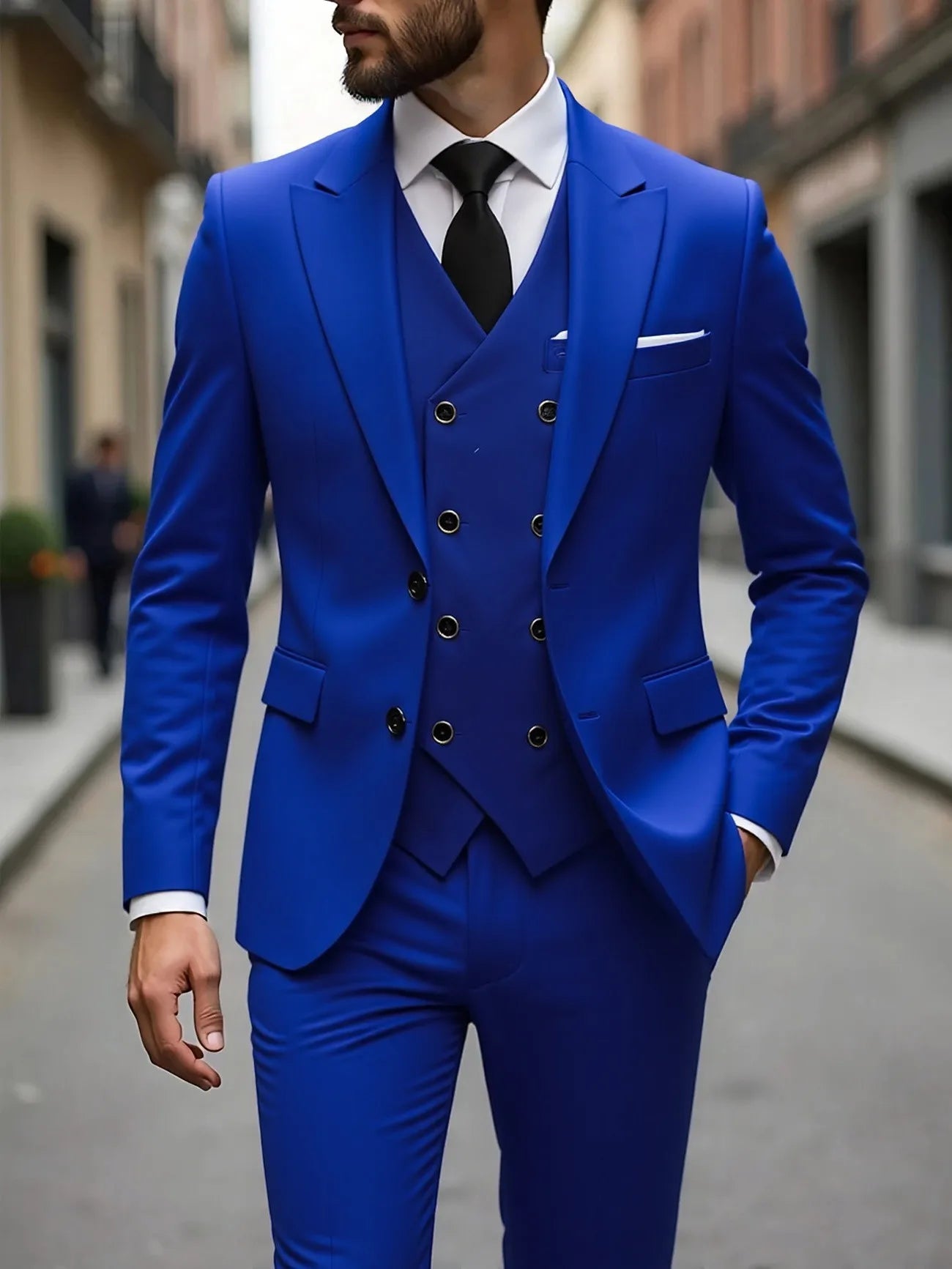 Classic Wedding Tuxedos Slim Fit Bridegroom For Men 3 Pieces Groomsmen Suit Male Formal Business Men Suits(Jacket+Vest+Pants)