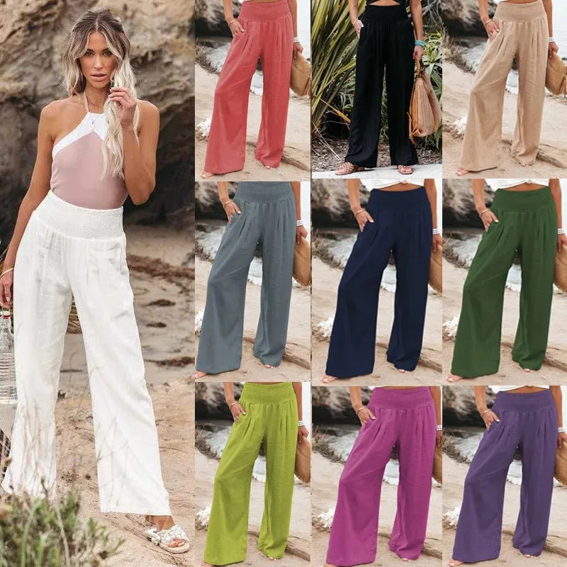 Casual Pants, Casual Style, Drawstring, Distressed Mid Waist,Women&