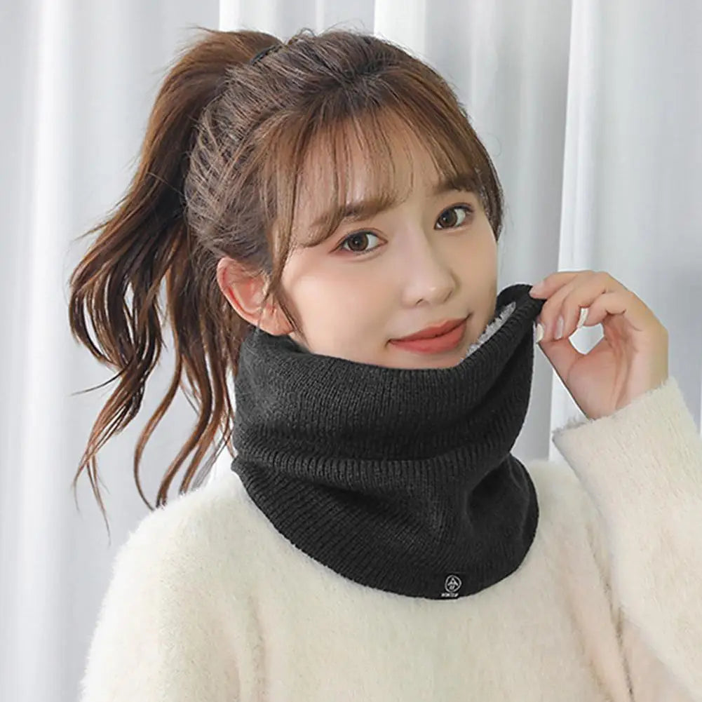 Fashion Women Knitted Scarf Solid Cashmer Like Winter Snood Scarves Lady Warm Wool Fur Thick Unisex Men Neck Scarfs Ring