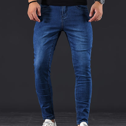 Mens Premium Distressed Skinny Jeans - Comfortable Medium Stretch, Trendy Street Style, Ripped Detailing for a Fashion-Forward Look - Ideal for All Seasons, Casual Wear
