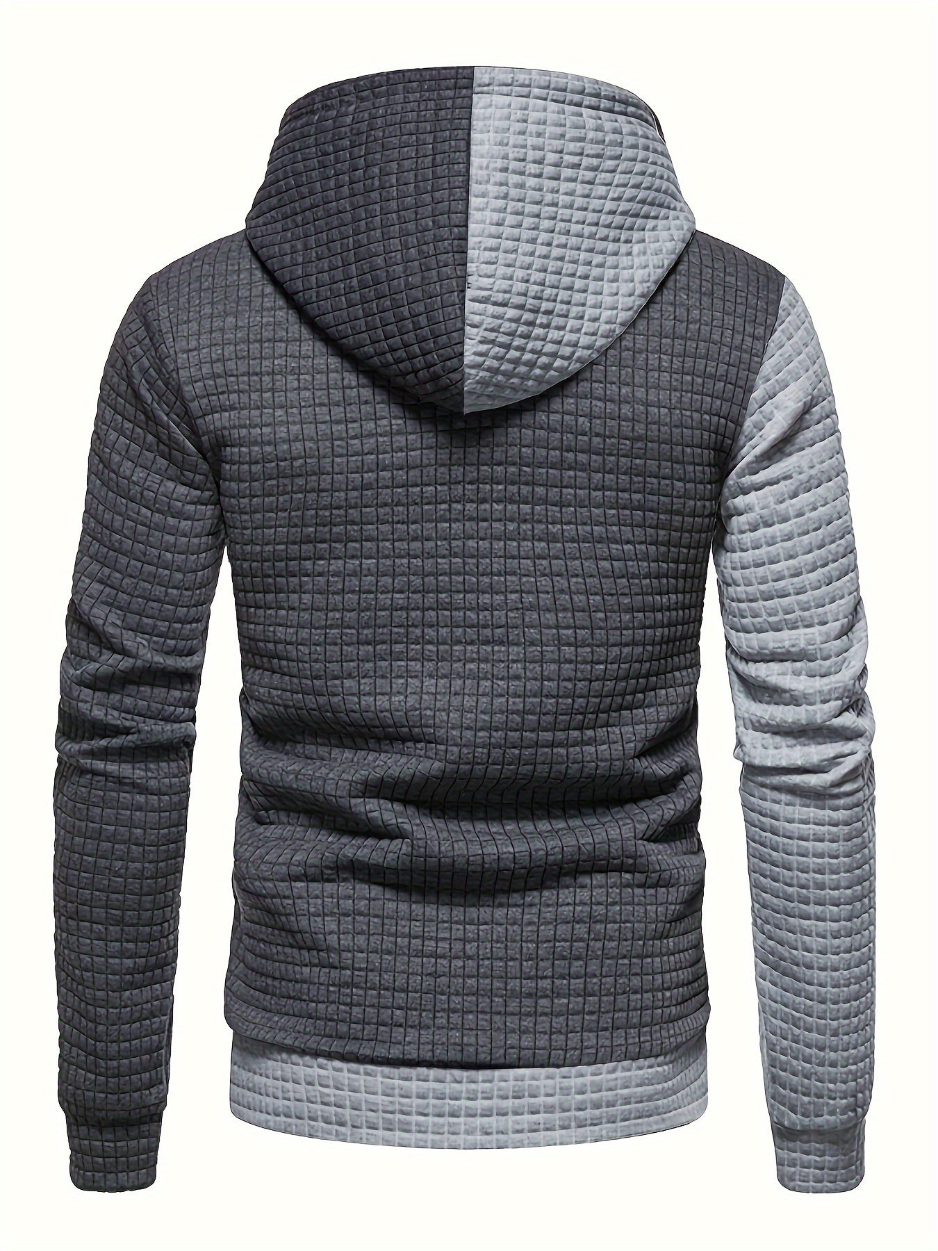 Trendy Mens Waffle Hoodie - Color Block Street Style with Hood &amp; Kangaroo Pocket - Cozy Winter/Fall Sweatshirt - Ideal Gift Idea