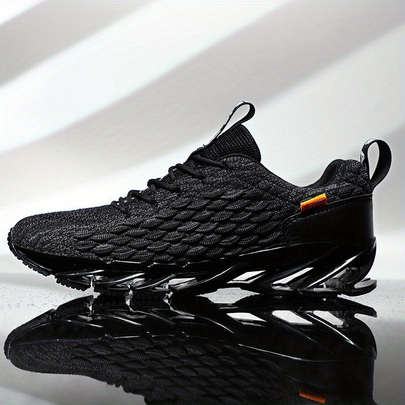 Mens Comfy Breathable Blade Type Running Shoes - Lace Up, Non Slip, PU Insole, Fabric Upper, Solid Color, Cloth Lining - Ideal for Outdoor Activities and Casual Wear