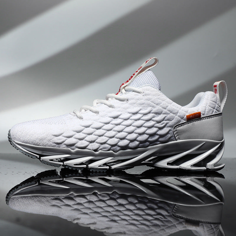 Mens Comfy Breathable Blade Type Running Shoes - Lace Up, Non Slip, PU Insole, Fabric Upper, Solid Color, Cloth Lining - Ideal for Outdoor Activities and Casual Wear