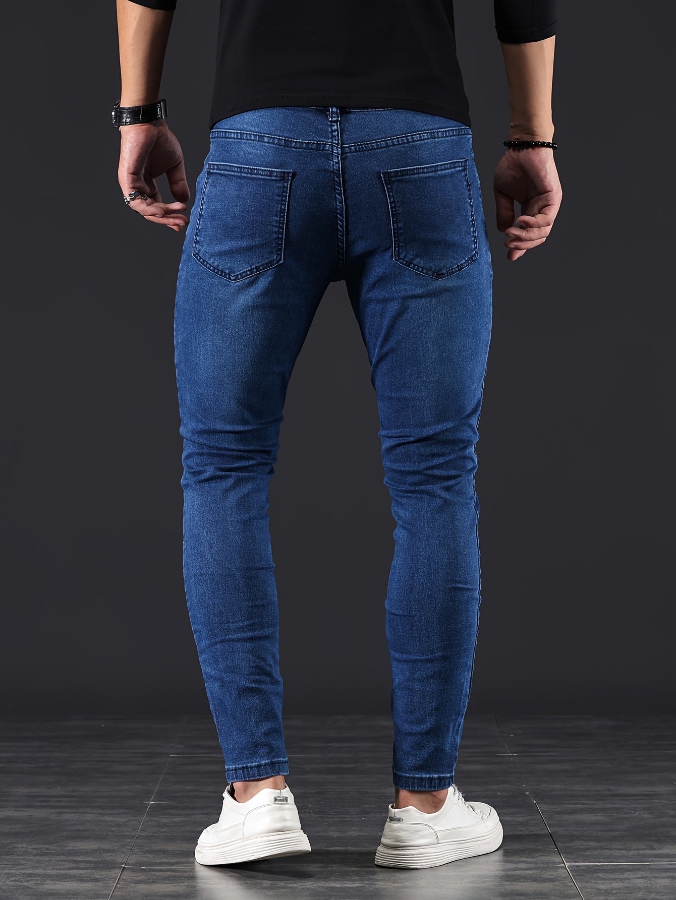 Mens Premium Distressed Skinny Jeans - Comfortable Medium Stretch, Trendy Street Style, Ripped Detailing for a Fashion-Forward Look - Ideal for All Seasons, Casual Wear