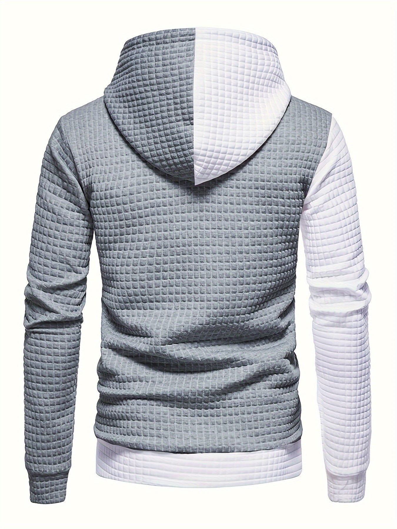 Trendy Mens Waffle Hoodie - Color Block Street Style with Hood &amp; Kangaroo Pocket - Cozy Winter/Fall Sweatshirt - Ideal Gift Idea