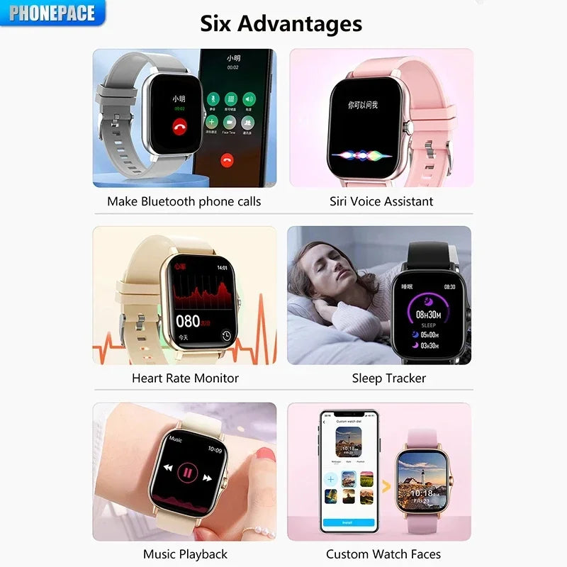 PHONEPACE  Smart Watch – Call Function Fitness And Heart Rate Tracker Weather Alarms for Outdoor Sports Activities