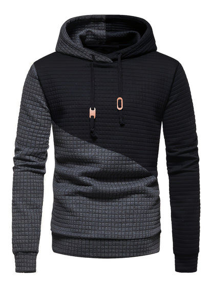 Trendy Mens Waffle Hoodie - Color Block Street Style with Hood &amp; Kangaroo Pocket - Cozy Winter/Fall Sweatshirt - Ideal Gift Idea