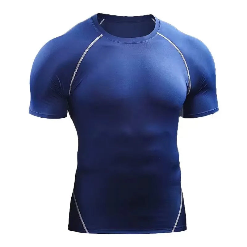 Fitness clothes men's outdoor sports quick drying short sleeved t-shirt training pro running stretch tight fitting clothes yoga