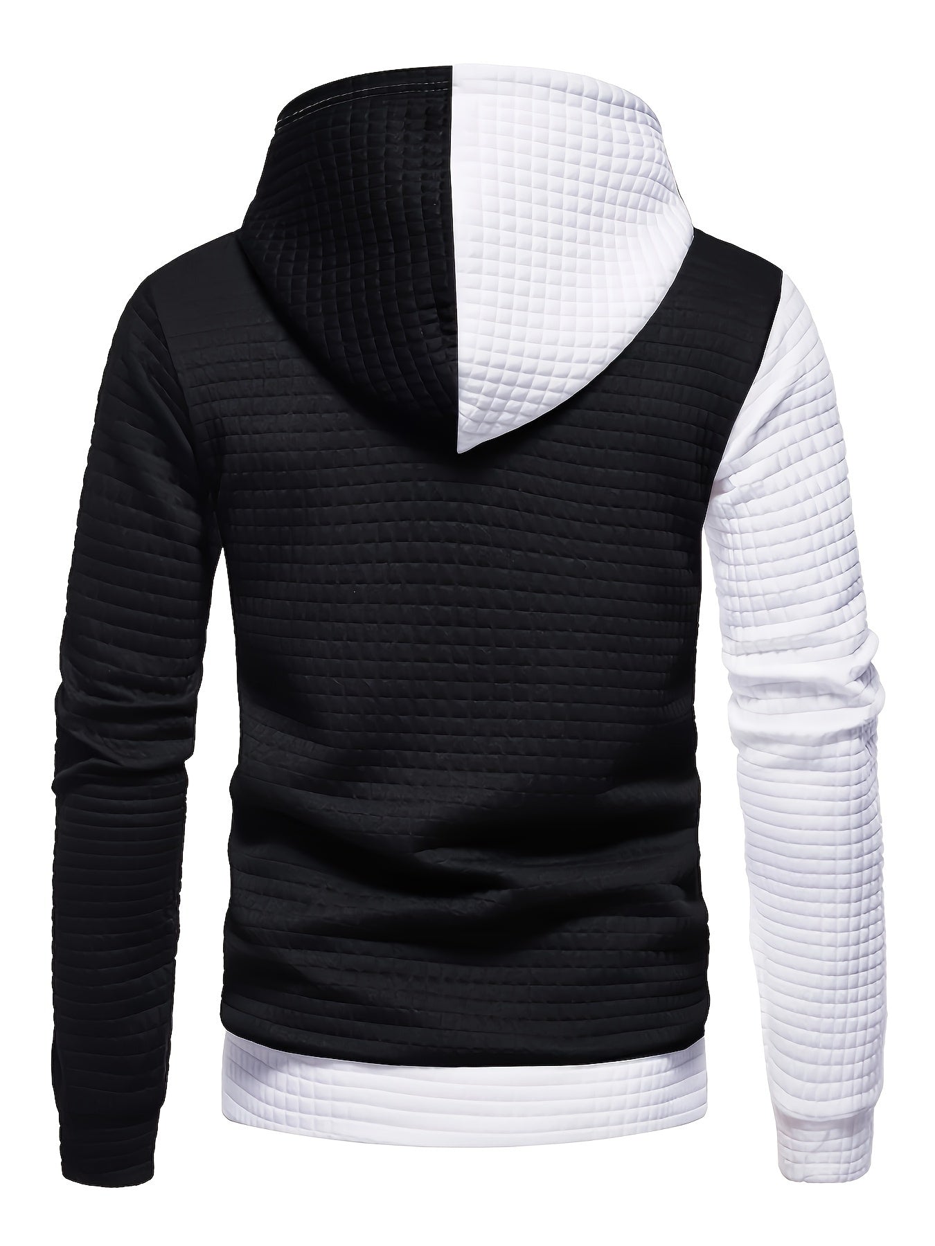 Trendy Mens Waffle Hoodie - Color Block Street Style with Hood &amp; Kangaroo Pocket - Cozy Winter/Fall Sweatshirt - Ideal Gift Idea