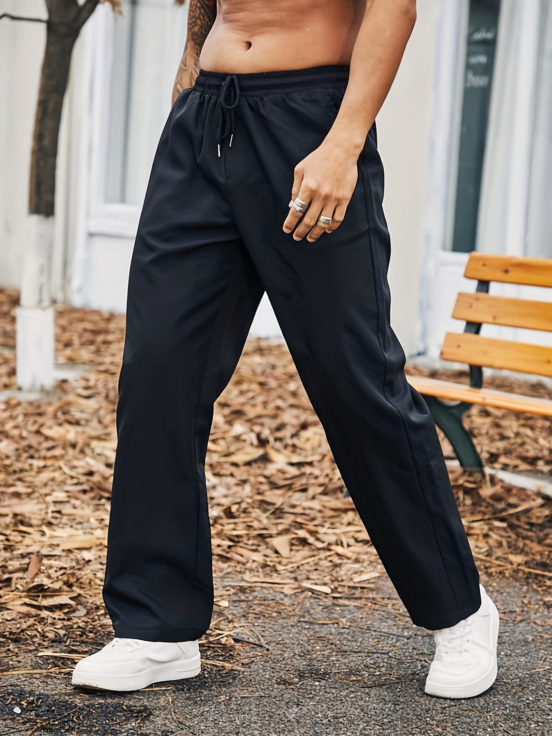 Plus Size Mens Solid Pants - Loose-Fit Design for Ultimate Comfort, Versatile Casual Style for Everyday Wear, Ideal for Active Lifestyles, Sports, and Outdoor Activities - Designed Specifically for Men, High-Quality Fabric fo