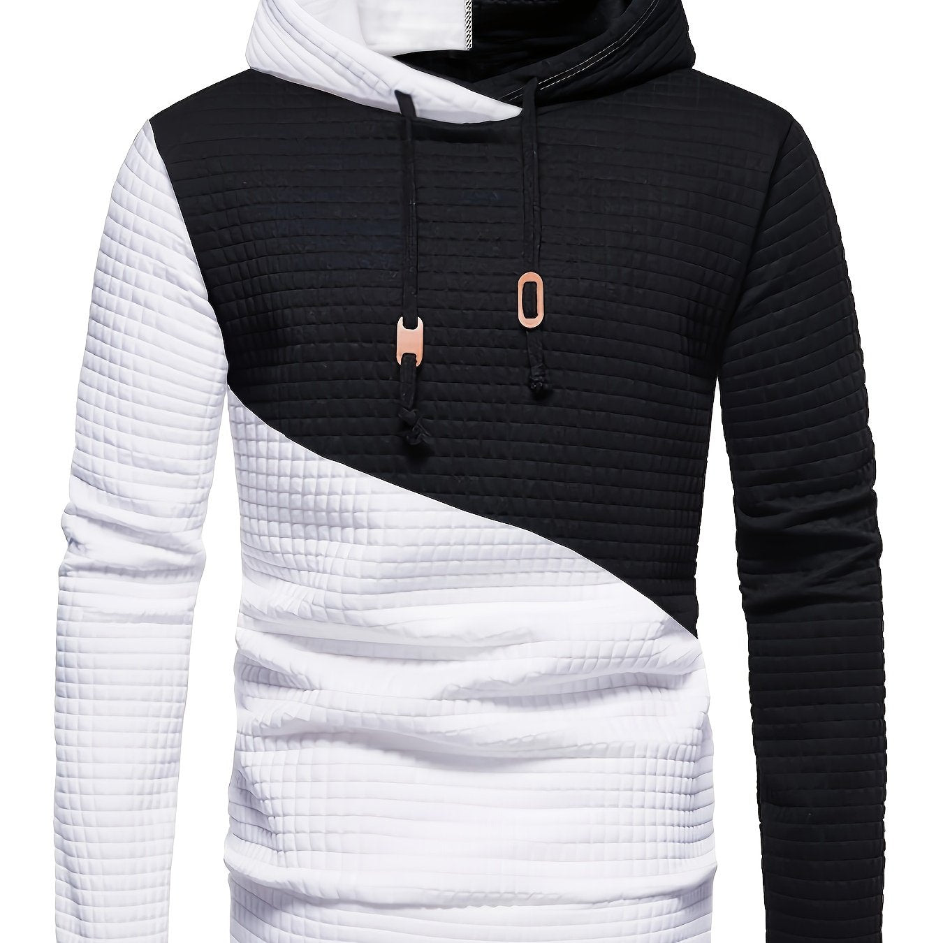 Trendy Mens Waffle Hoodie - Color Block Street Style with Hood &amp; Kangaroo Pocket - Cozy Winter/Fall Sweatshirt - Ideal Gift Idea