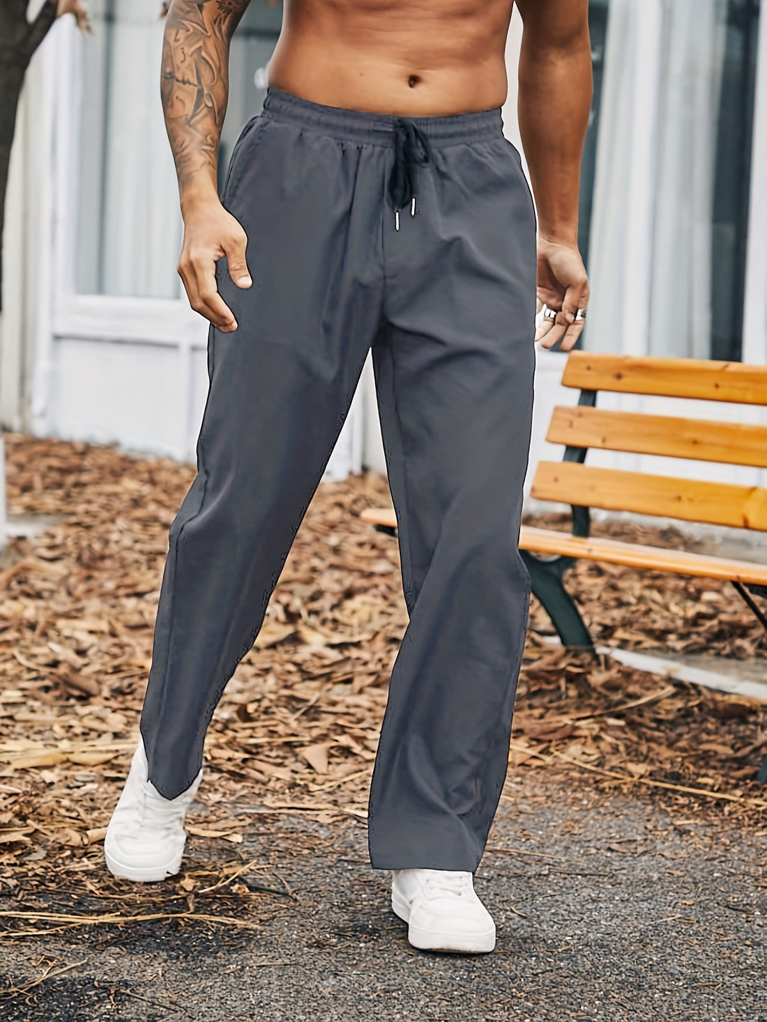 Plus Size Mens Solid Pants - Loose-Fit Design for Ultimate Comfort, Versatile Casual Style for Everyday Wear, Ideal for Active Lifestyles, Sports, and Outdoor Activities - Designed Specifically for Men, High-Quality Fabric fo