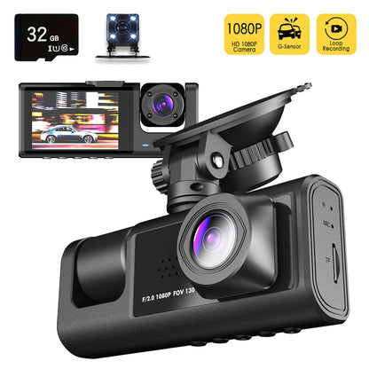 Car Dash Cam With IR Night Vision Loop Recording 3 Channel Cameras DVR Recorder 1080P Video Dashcam Inside Vehicle Camera DVRs