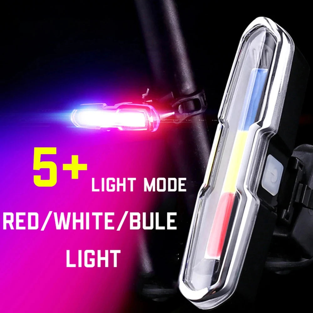 Cycling Safety Rear Light: Waterproof USB Rechargeable LED Taillight (Red/Blue/White Flash Modes) – For Bicycles &amp; Mountain Bike