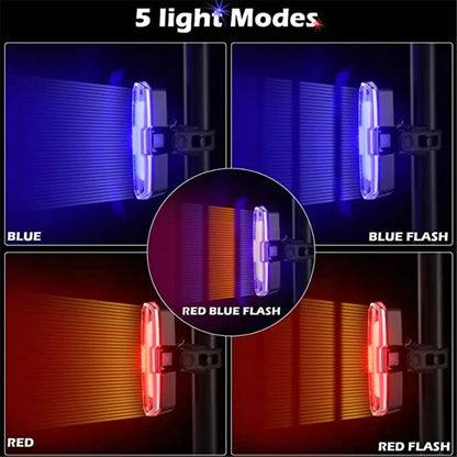 Cycling Safety Rear Light: Waterproof USB Rechargeable LED Taillight (Red/Blue/White Flash Modes) – For Bicycles &amp; Mountain Bike