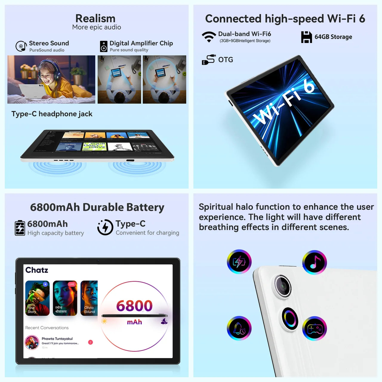 11 Inch Android 14 Tablet Octa-Core 14GB+64GB 1TB Expand 6800mAh Battery With Protective Case Stylus Keyboard Mouse Headphones