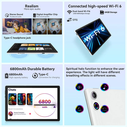 11 Inch Android 14 Tablet Octa-Core 14GB+64GB 1TB Expand 6800mAh Battery With Protective Case Stylus Keyboard Mouse Headphones