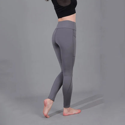 Women Yoga Leggings Sexy Solid High Waist Pocket Elastic  Tummy Control Ruched Booty Pants Casual Gym Compression Tights Pants