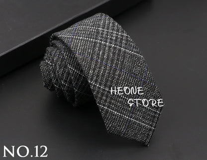 Classic Mens Solid Cotton Handmade 6cm Ties Striped Narrow Collar Slim Necktie Black Red Blue Formal Business Wedding Tie Gift