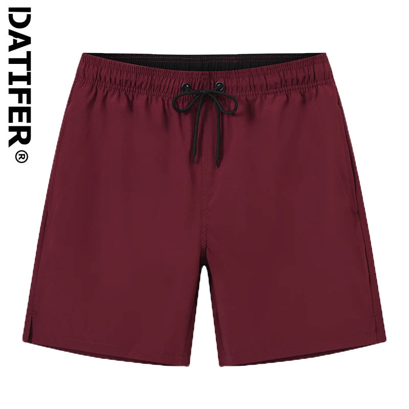 Datifer Summer 2026 Mens Shorts Solid Color Gym Mesh Liner With Zipper Pockets Beach Quick Dry Bermudas Masculina Swimsuits