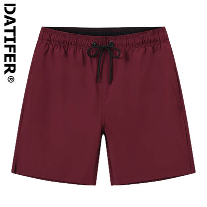 Datifer Summer 2026 Mens Shorts Solid Color Gym Mesh Liner With Zipper Pockets Beach Quick Dry Bermudas Masculina Swimsuits
