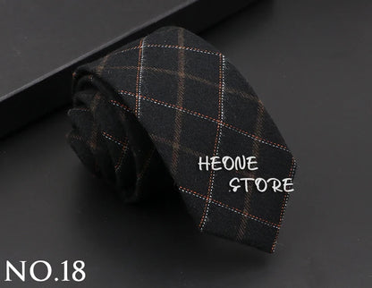 Classic Mens Solid Cotton Handmade 6cm Ties Striped Narrow Collar Slim Necktie Black Red Blue Formal Business Wedding Tie Gift