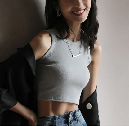 DOIAESKV Basic Solid T shirts Women Slim Halter Neck Off-shoulder Camisole Tops Tees Summer Female Tanks Sleeveless Dropshipping