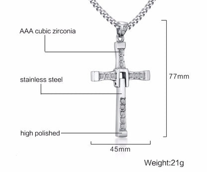 Vnox 316l Stainless Steel Cross Necklace Pendant The Fast and the Furious 8 Top Quality for Good Taste Male Gift