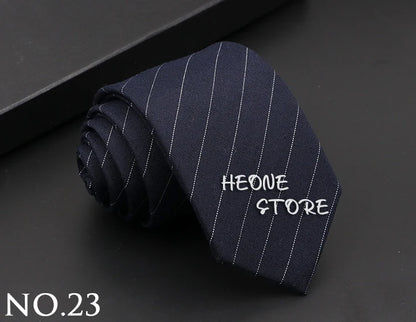 Classic Mens Solid Cotton Handmade 6cm Ties Striped Narrow Collar Slim Necktie Black Red Blue Formal Business Wedding Tie Gift