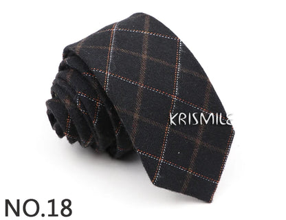 Hot Sale Mens Ties Classic Cotton 6CM Handmade Skinny Neck Ties Slim Plaid Striped Ties For Formal Business Wedding Party Gravat