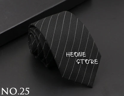 Classic Mens Solid Cotton Handmade 6cm Ties Striped Narrow Collar Slim Necktie Black Red Blue Formal Business Wedding Tie Gift