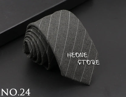 Classic Mens Solid Cotton Handmade 6cm Ties Striped Narrow Collar Slim Necktie Black Red Blue Formal Business Wedding Tie Gift