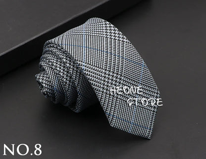 Classic Mens Solid Cotton Handmade 6cm Ties Striped Narrow Collar Slim Necktie Black Red Blue Formal Business Wedding Tie Gift