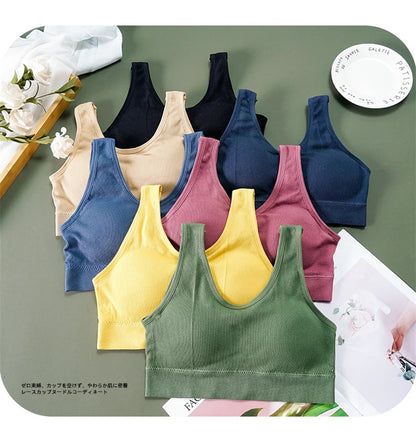 Women Tank Tops Streetwear Push Up Cropped Top for Female Lounge Solid Color Casual Sexy Lingerie Wirefree Camisole Fashion Girl