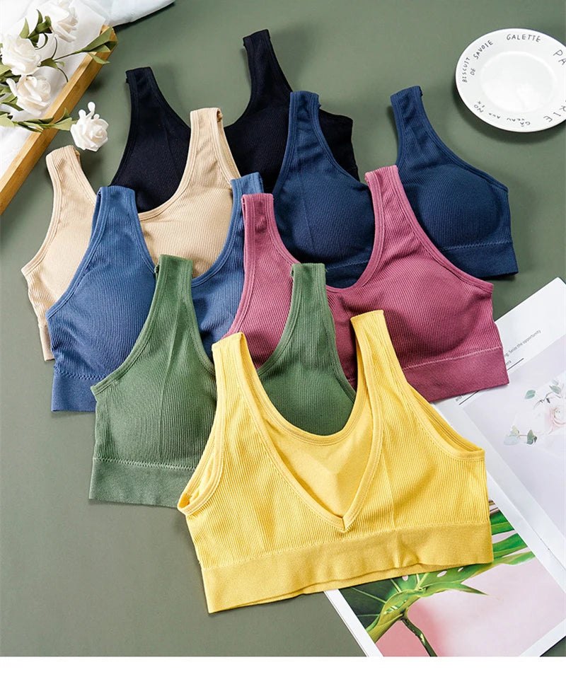 Women Tank Tops Streetwear Push Up Cropped Top for Female Lounge Solid Color Casual Sexy Lingerie Wirefree Camisole Fashion Girl