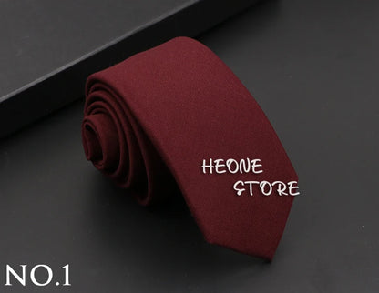 Classic Mens Solid Cotton Handmade 6cm Ties Striped Narrow Collar Slim Necktie Black Red Blue Formal Business Wedding Tie Gift