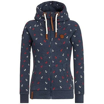 Women Hoodies Sweatshirt Autumn Long Sleeve Zipper Print Pullover Long Sleeve Oversize Warm Winter Hooded Coat Female Tops