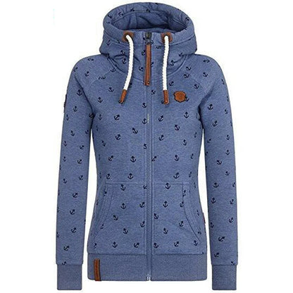 Women Hoodies Sweatshirt Autumn Long Sleeve Zipper Print Pullover Long Sleeve Oversize Warm Winter Hooded Coat Female Tops