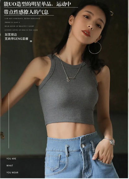 DOIAESKV Basic Solid T shirts Women Slim Halter Neck Off-shoulder Camisole Tops Tees Summer Female Tanks Sleeveless Dropshipping