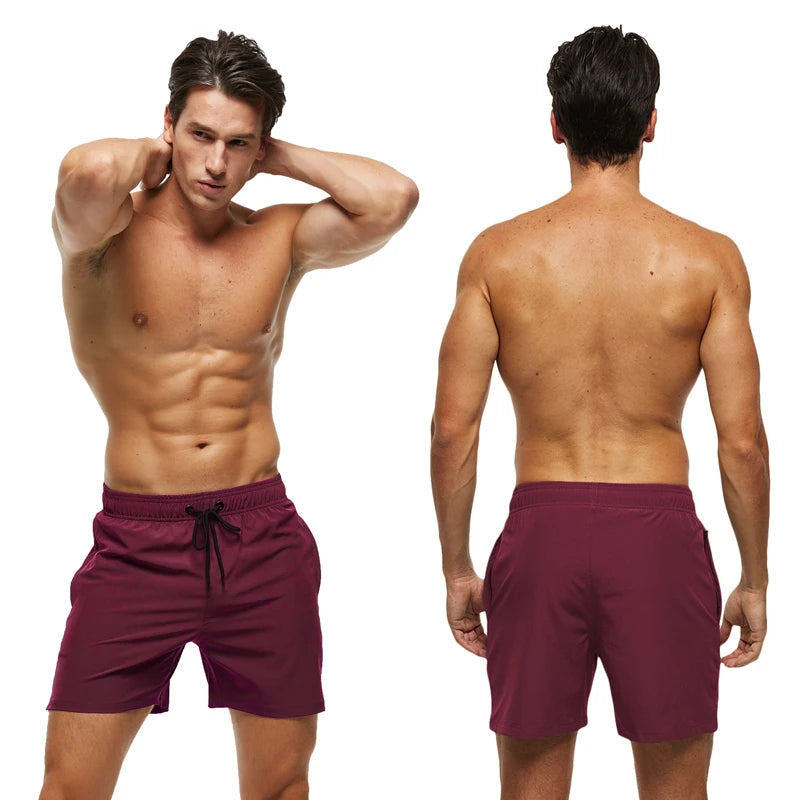 Datifer Summer 2026 Mens Shorts Solid Color Gym Mesh Liner With Zipper Pockets Beach Quick Dry Bermudas Masculina Swimsuits