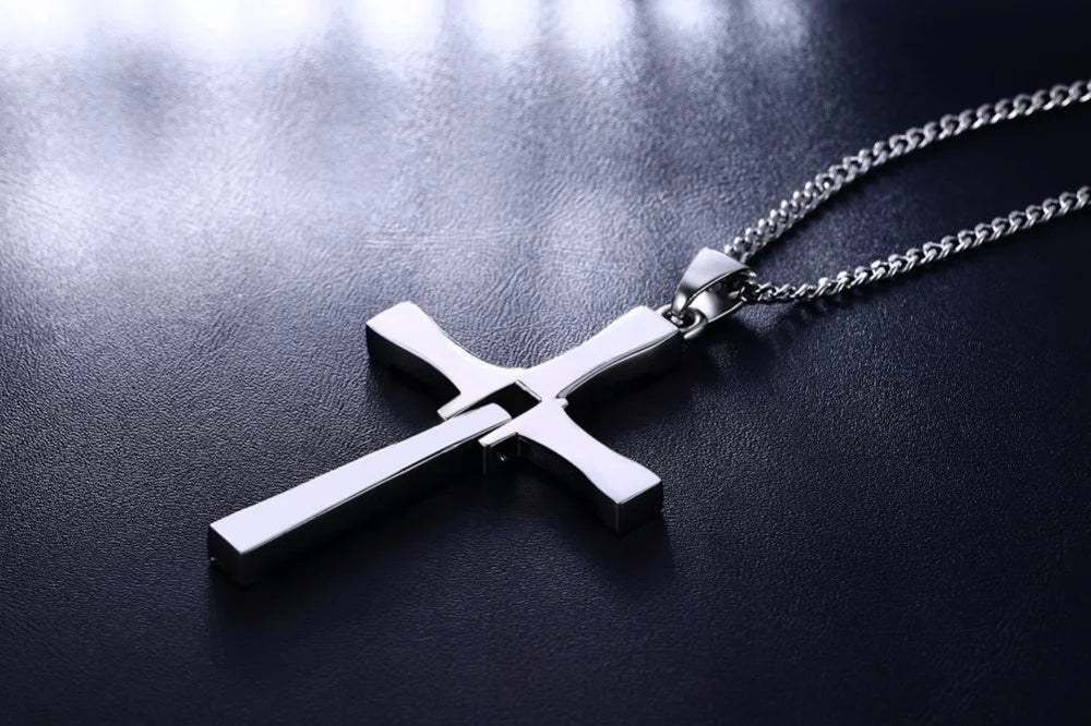 Vnox 316l Stainless Steel Cross Necklace Pendant The Fast and the Furious 8 Top Quality for Good Taste Male Gift