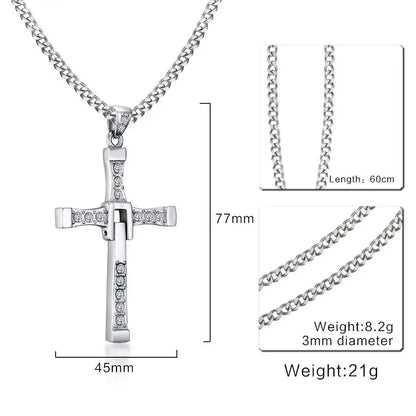 Vnox 316l Stainless Steel Cross Necklace Pendant The Fast and the Furious 8 Top Quality for Good Taste Male Gift